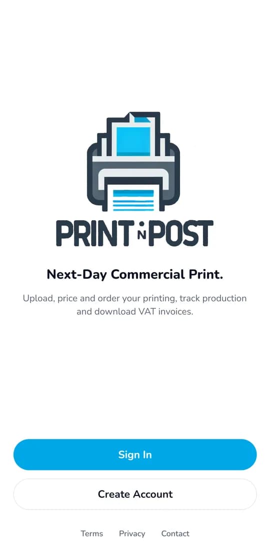 Print 'n' Post app welcome screen